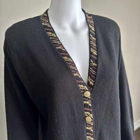 Vintage Alfred Dunner Black/Gold Cardigan Sweater - Picture 4 of 5